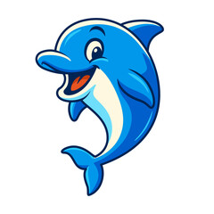 blue dolphin smile cartoon animal