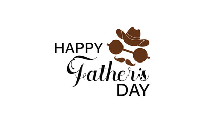 happy fathers day greeting with hat sunglasses mustache creative typography design