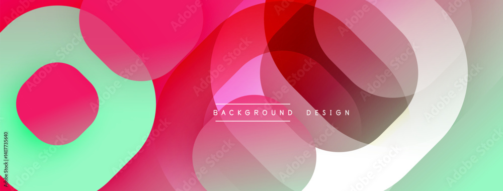 Aufkleber abstract colorful circles overlap creating vibrant design. pink, red, green hues blend smoothly. mod