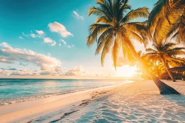 Stickers pour porte Tropical Sunset Beach Paradise