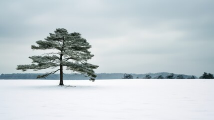 field tree in snow