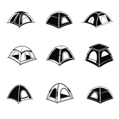 Collection of various tent designs for camping and outdoor adventures.