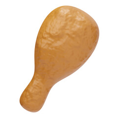 3D Render of Fried Chicken Drumstick Isolated on Transparent Background