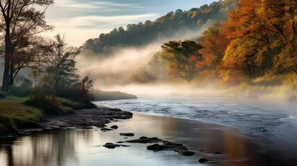 Fototapeta premium river fall water color