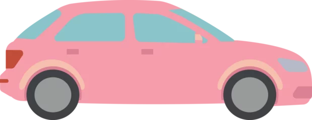 Gordijnen Pink city car cartoon as cute ladies car vector element © Miratusalimah