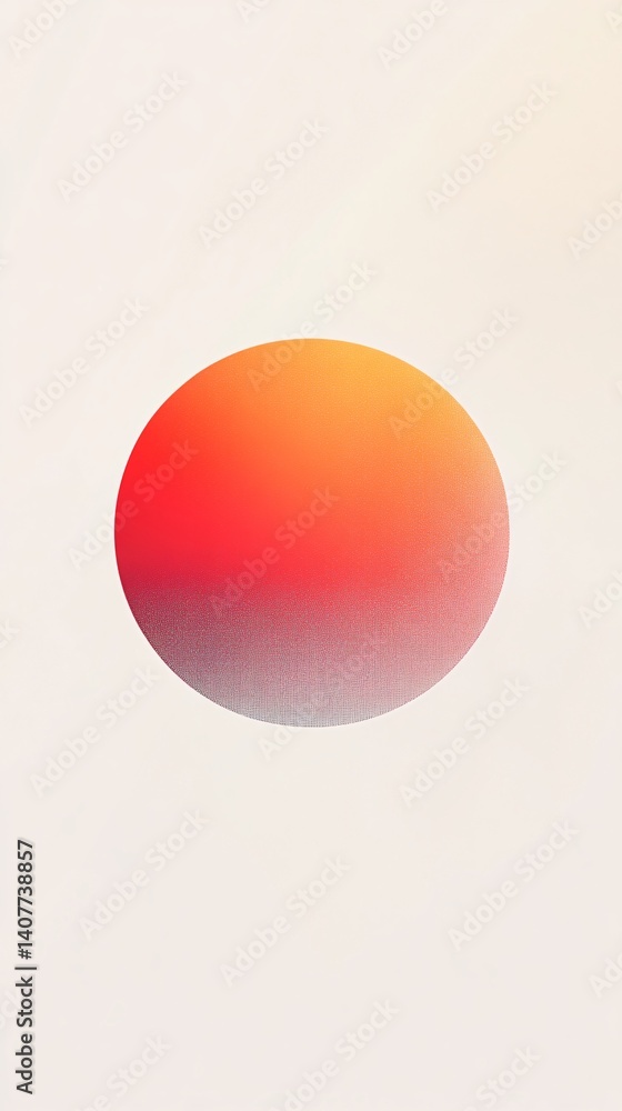 Poster minimalist red and orange gradient sphere on white background