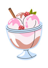 Ice-cream bowl hand drawn dessert