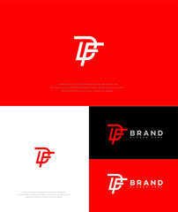 Modern Red and White DF, FD Logo Design for Brand Identity