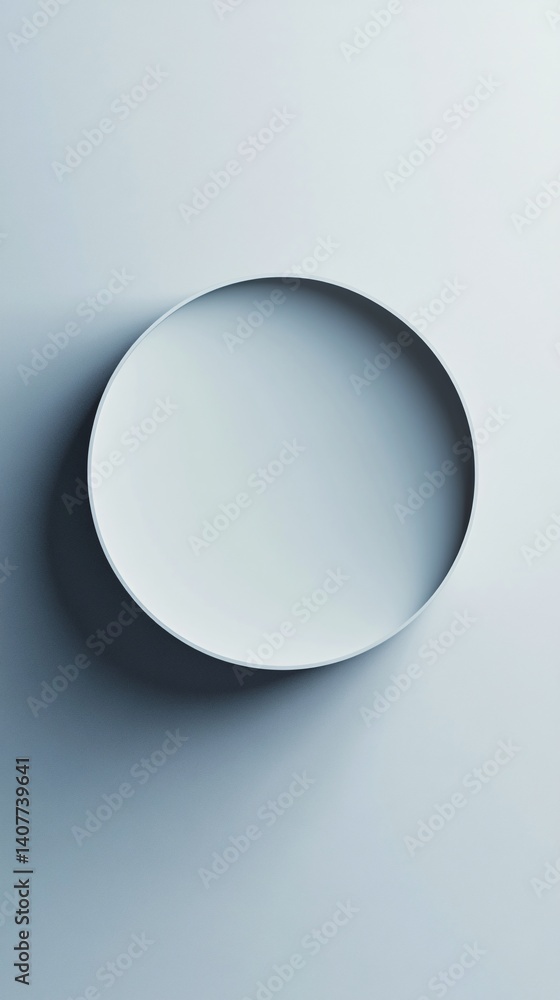 Poster minimalist light blue gray background with circle shape emerging from surface