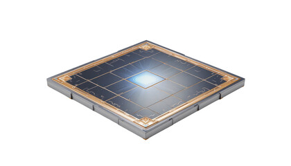Technological component square panel metallic border data processing focus