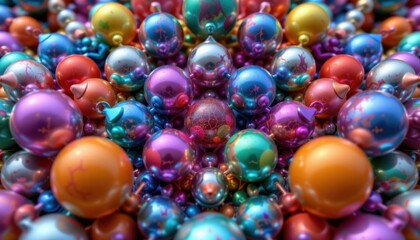Kaleidoscope of Spheres Generate an arrangement of spheres in a kaleidoscopic pattern, reflecting a multitude of colors and shapes for visual appeal.