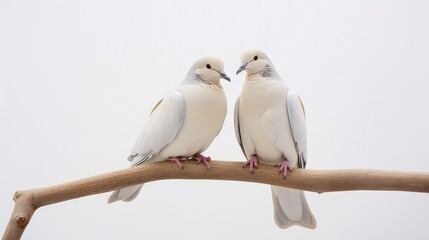 perched dove white background