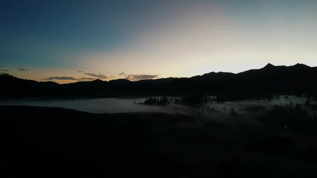 Amazing morning view with clouds or mist from Haritha Kanda, Green Mountain of Sri Lanka. 