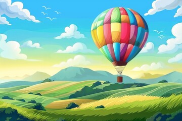 Vibrant Hot Air Balloon Soars