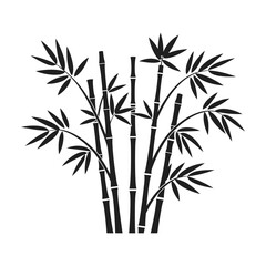 Obraz premium A clean, graphic illustration of several bamboo stalks and leaves in a silhouette style.