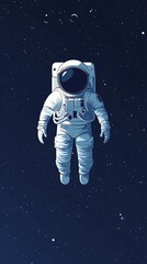 Astronaut floating in space with planets and stars