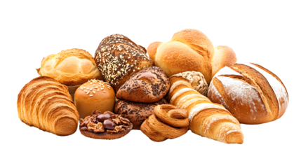 Assorted Bakery Items Arranged in the Corner Isolated on White Background for Baking Concept