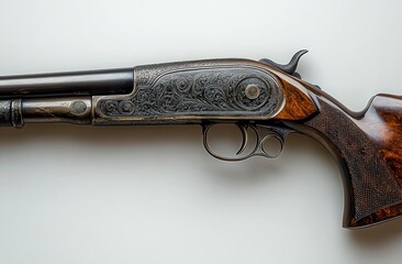 Vintage double barrel shotgun isolated on white background