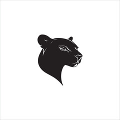 Fototapeta premium image of a panther's face on a white background, vector, black and white graphics, 