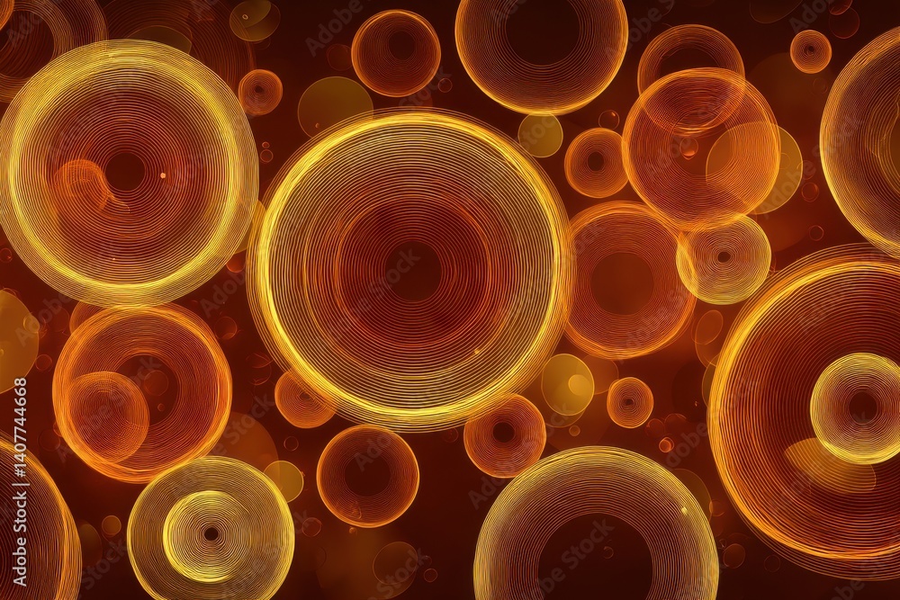 Poster Abstract background with concentric circles in warm colors, creating a dynamic and modern design with depth and visual interest, perfect for contemporary designs.