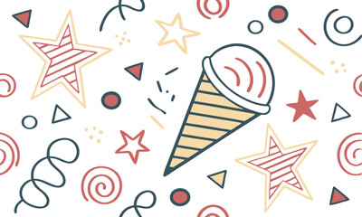 Obraz premium Festive ice cream and star pattern design
