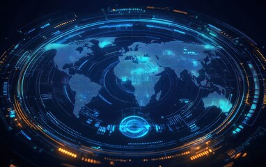 Futuristic Holographic Global Radar Map Display