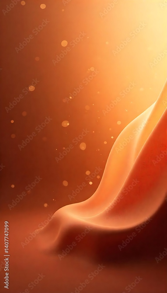 Poster generative ai abstract orange silk fabric floating with bokeh lights
