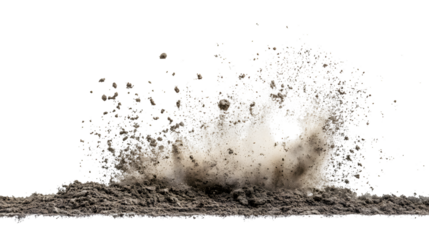 Exploding Dry Soil on White Background for Creative Designs and Concepts
