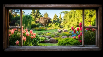 Fototapeta premium garden pane of glass