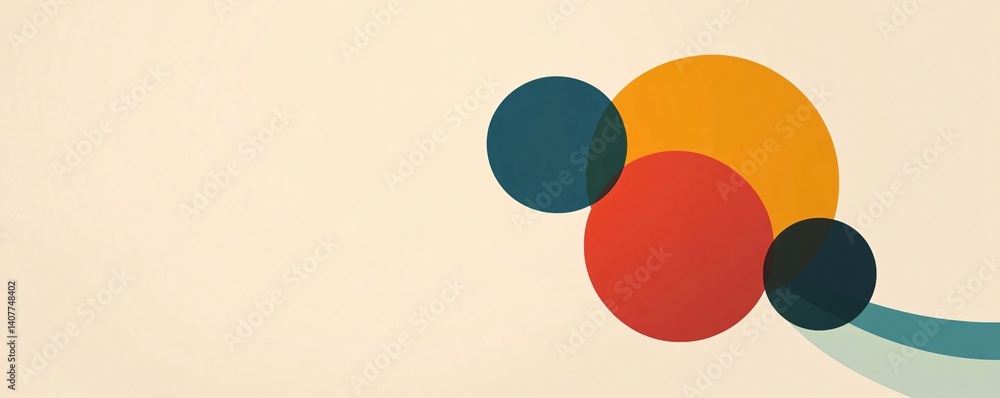 Poster Colorful intertwined circles creating dynamic composition