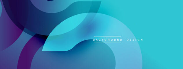 Abstract fluid shapes overlap, creating dynamic composition. Blue, turquoise, purple hues blend seamlessly. Modern design evokes movement, depth, sophistication.