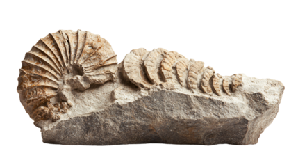 Fossil in Stone Isolated on White Background - Professional Geological Image