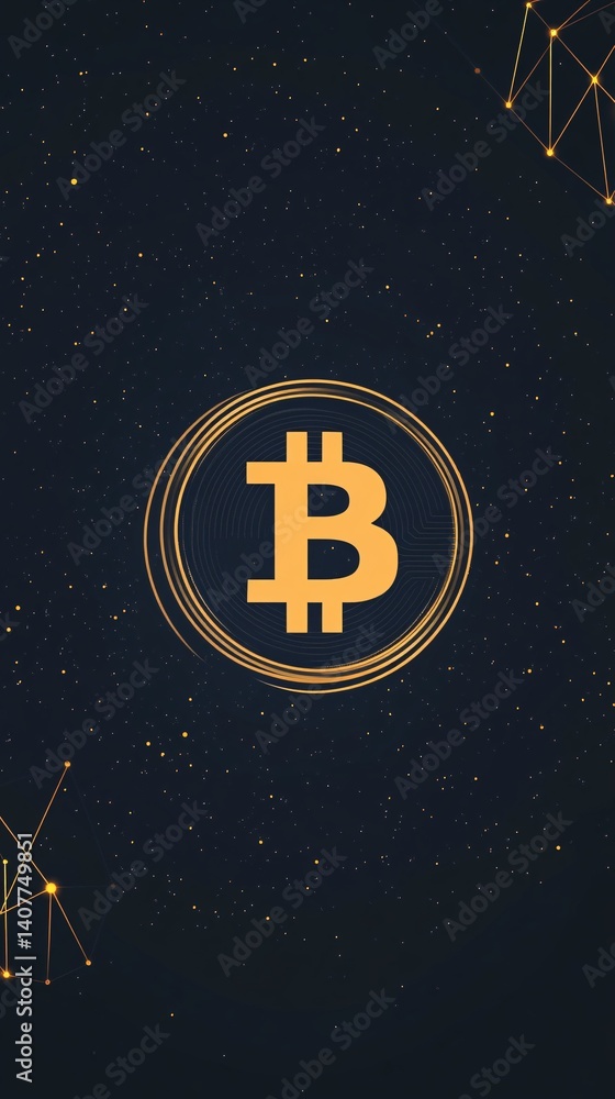 Aufkleber bitcoin cryptocurrency shining in space with abstract design elements