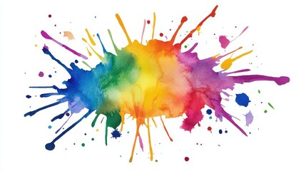 Fototapeta premium Colorful Abstract Watercolor Splash: Vibrant Artistic Background with Rainbow Paint Drips
