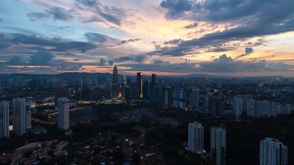 Fototapeta premium Kuala Lumpur Twin Towers: Iconic Skyscrapers of Malaysia's Metropolis
