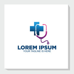 stethoscope logo template, medical logo inspiration, health center icon design