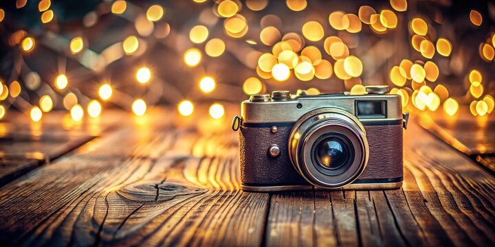 Vintage Film Camera on Wooden Table with Bokeh - Retro Photography Blog Image