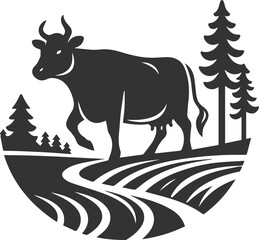Cow with tree silhouette