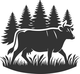 Cow with tree silhouette