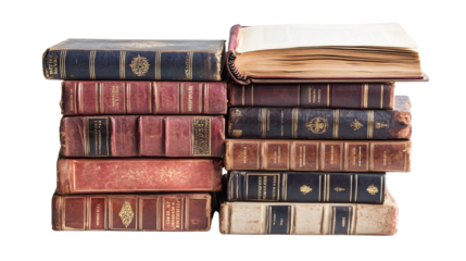 Stacked Library Books Isolated on White Background for Educational Concepts