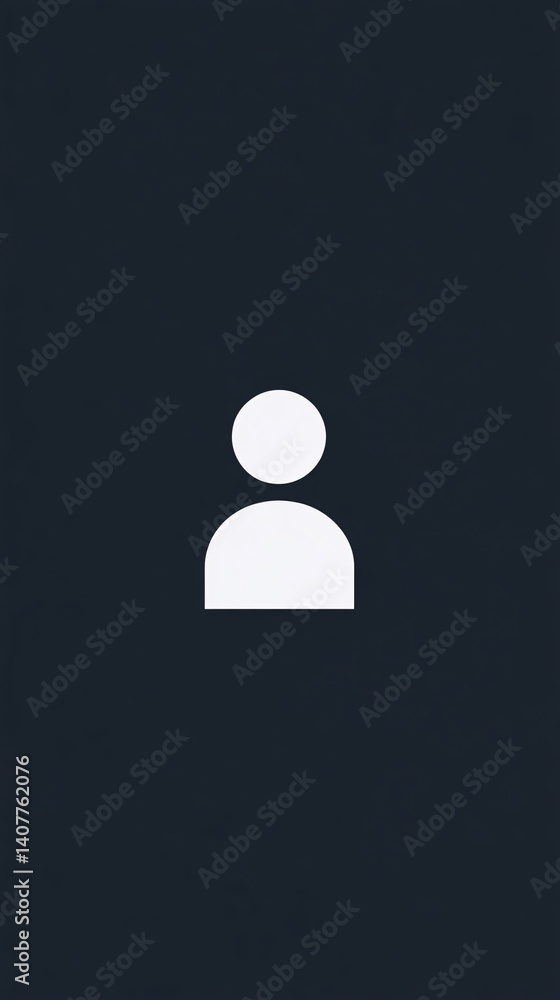 Poster white icon of person on dark blue background representing user profile