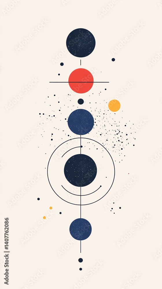Poster Abstract composition featuring interconnected circles and lines creating visual harmony