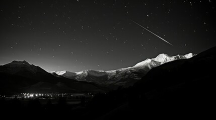 Naklejka premium sky shooting star black and white