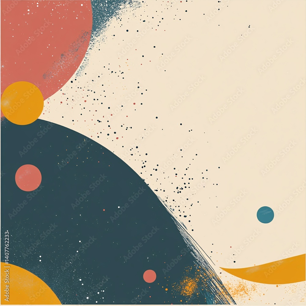 Leinwandbilder abstract background showing planets and speckled dust particles orbiting in space