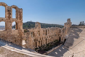 The Odeon of Herodes Atticus is a Roman stone theatre structure located on the Acropolis of Athens,...