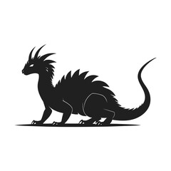 A bold, black silhouette of a basilisk dragon, showcasing its powerful form and intricate details.