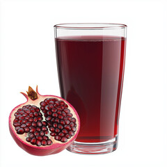 Pomegranate Fruit, Seeds, and Juice in a Glass