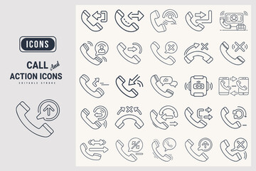 Obraz premium Call action silhouette icons icons set.