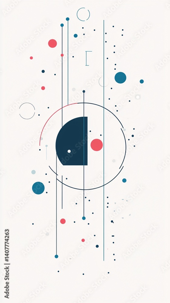 Poster Abstract geometric background showing interconnecting lines and circles