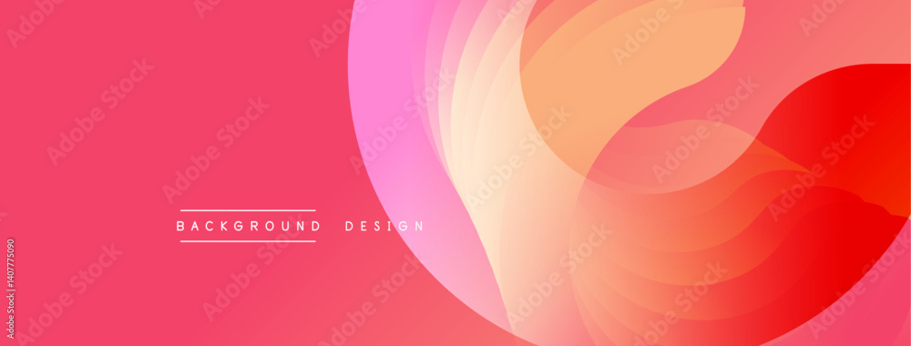 Poster abstract background features flowing shapes, gradients from pink to orange, red hues. minimalist des